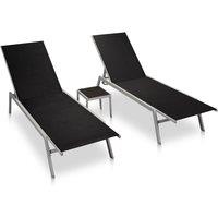 Berkfield Home Sun Loungers 2 pcs with Table Steel & Textilene Black