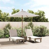 Berkfield Home Garden Parasol with Wooden Pole Sand 198x198x231 cm in White | Size: 198 x 198 x 231 cm
