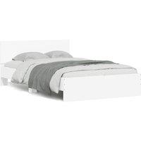Berkfield Home Bed Frame with LED without Mattress White 135x190 cm Double