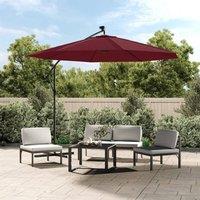Berkfield Home Cantilever Umbrella with LED Lights & Steel Pole Wine Red