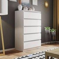 LUXURY LIFE Olivia Matt Chest of Drawers 5 Drawer Cabinet in White