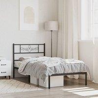 Berkfield Home Metal Bed Frame with Headboard Black 90x190 cm Single