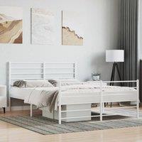 Berkfield Home Metal Bed Frame with Headboard & Footboard White 135x190 cm Double