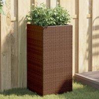 Berkfield Home Garden Planter Brown 40x40x80 cm Poly Rattan | Size: 40 x 40 x 80 cm
