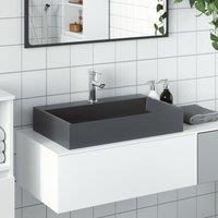 Berkfield Home Wash Basin 60x38x11 cm Mineral Cast/Marble Cast Anthracite in Black | Size: 60 x 38 x 11 cm