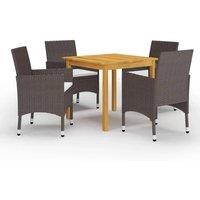 Berkfield Home 5 Piece Garden Dining Set with Cushions Brown