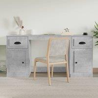 Berkfield Home Desk with Cabinet Concrete Grey Engineered Wood
