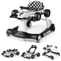Costway 4-in-1 Baby Walker Foldable Activity Push Walker with Adjustable Height & Speed in White