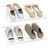 Gymax Closet Shelves Wall Mounted Set of 2 Metal Wire Shoe Racks-White in White