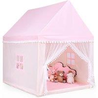 Gymax Small House Playhouse Play Tent With Blanket 120 cm x 105 cm x 140 cm in Pink