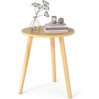 Gymax Round Coffee End Table Tea Table Sofa Decor For Dining Living Room in Natural