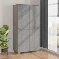 Berkfield Home Wardrobe HAMAR Light Grey 89x50x180 cm Solid Wood Pine | Size: 89 x 50 x 180 cm