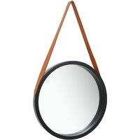 Berkfield Home Wall Mirror with Strap 50 cm Black