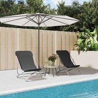 Berkfield Home Folding Beach Chairs 2 pcs Black Textilene&Powder-coated Steel
