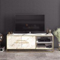 Decorotika Polka TV Stand TV Unit for TVs up to 72 inch in Gold