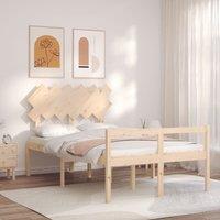 Berkfield Home Bed Frame with Headboard Small Double Solid Wood in Brown