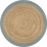 Berkfield Home Handmade Rug Jute with Olive Green Border 150 cm | Size: 100 cm diameter