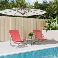 Berkfield Home Folding Beach Chairs 2 pcs Red Textilene&Powder-coated Steel