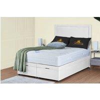 UK Bed Furniture Hanna Divan Ottoman Storage Bed with End Lift & 54 Inch Headboard in White | Size: King