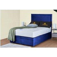 UK Bed Furniture Hanna Divan Ottoman Storage Bed with End Lift & 54 Inch Headboard in Blue | Size: Double
