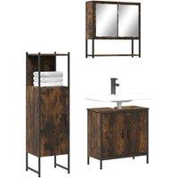 Berkfield Home 3 Piece Bathroom Furniture Set Smoked Oak Engineered Wood in Brown