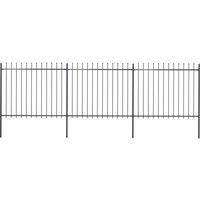 Berkfield Home Garden Fence with Spear Top Steel 5.1x1.5 m Black