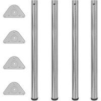 Berkfield Home 4 Height Adjustable Table Legs Brushed Nickel 870 mm in Silver