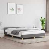 Berkfield Home Bed Frame with Headboard Dark Grey 180x200cm Super King Fabric