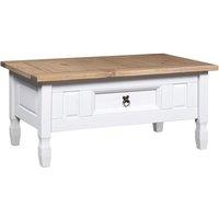 Berkfield Home Coffee Table Mexican Pine Corona Range White 100x55x45 cm | Size: 100 x 55 x 45 cm