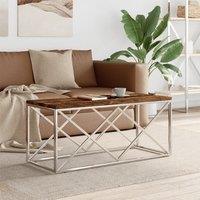 Berkfield Home Coffee Table Stainless Steel & Solid Wood Reclaimed in Silver