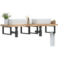 Berkfield Home Basin Shelf Wall Mounted Steel & Solid Wood Acacia in Brown