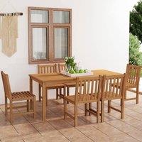 Berkfield Home 7 Piece Garden Dining Set Solid Teak Wood in Brown