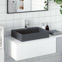 Berkfield Home Wash Basin 50x38x11 cm Mineral Cast/Marble Cast Anthracite in Black | Size: 50 x 38 x 11 cm