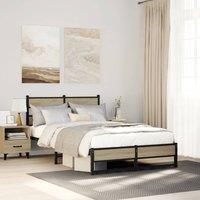 Berkfield Home Metal Bed Frame without Mattress Sonoma Oak 120x200 cm in Brown | Size: Small Double