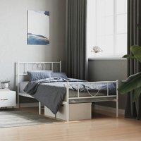 Berkfield Home Metal Bed Frame with Headboard & Footboard White 75x190 cm Small Single