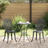 Berkfield Home 3 Piece Garden Bistro Set Black Cast Aluminium