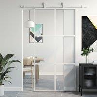 Berkfield Home Sliding Door White 102.5x205 cm Tempered Glass & Aluminium in Black