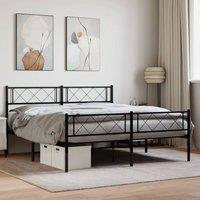 Berkfield Home Metal Bed Frame with Headboard & Footboard Black 5FT King Size