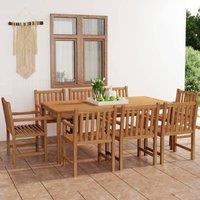 Berkfield Home 9 Piece Garden Dining Set Solid Teak Wood in Brown