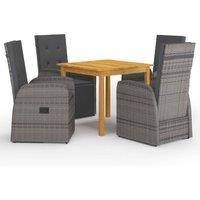 Berkfield Home 5 Piece Garden Dining Set with Cushions Grey Poly Rattan