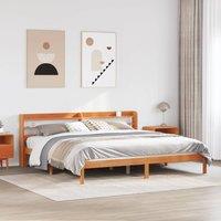 Berkfield Home Bed Frame with Headboard without Mattress Wax Brown 200x200 cm