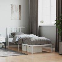 Berkfield Home Metal Bed Frame without Mattress with Headboard White 80x200cm | Size: 80x200 cm