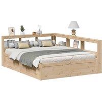 Berkfield Home Bookcase Bed without Mattress 140x200cm Solid Wood Pine in Brown | Size: 140x200 cm