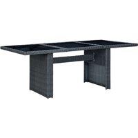 Berkfield Home Garden Table Dark Grey Poly Rattan & Tempered Glass