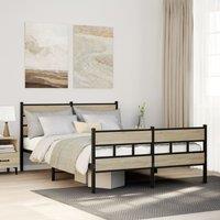 Berkfield Home Metal Bed Frame without Mattress Sonoma Oak 150x200 cm King Size in Brown