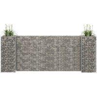 Berkfield Home H-Shaped Gabion Planter Steel Wire 260x40x100 cm in Silver | Size: 260 x 40 x 100 cm