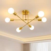 Pheashine Modern 6-Light Gold Sputnik Ceiling Light, E27 Socket, 52cm Wide, 220V
