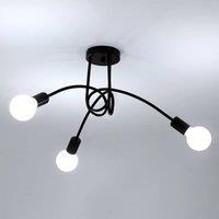 Pheashine Modern Black 3-Light Ceiling Lamp, E27 Holders, Bulbs Not Included