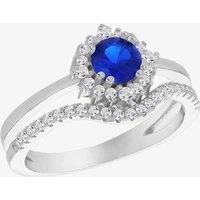 T.H.Baker Women's Silver Blue Cubic Zirconia Double Split Shoulder Ring 8.84.1171 Q