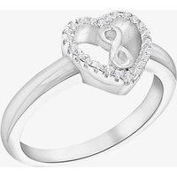 T.H.Baker Women's Silver Cubic Zirconia Infinity Heart Ring 8.84.9679 Q
